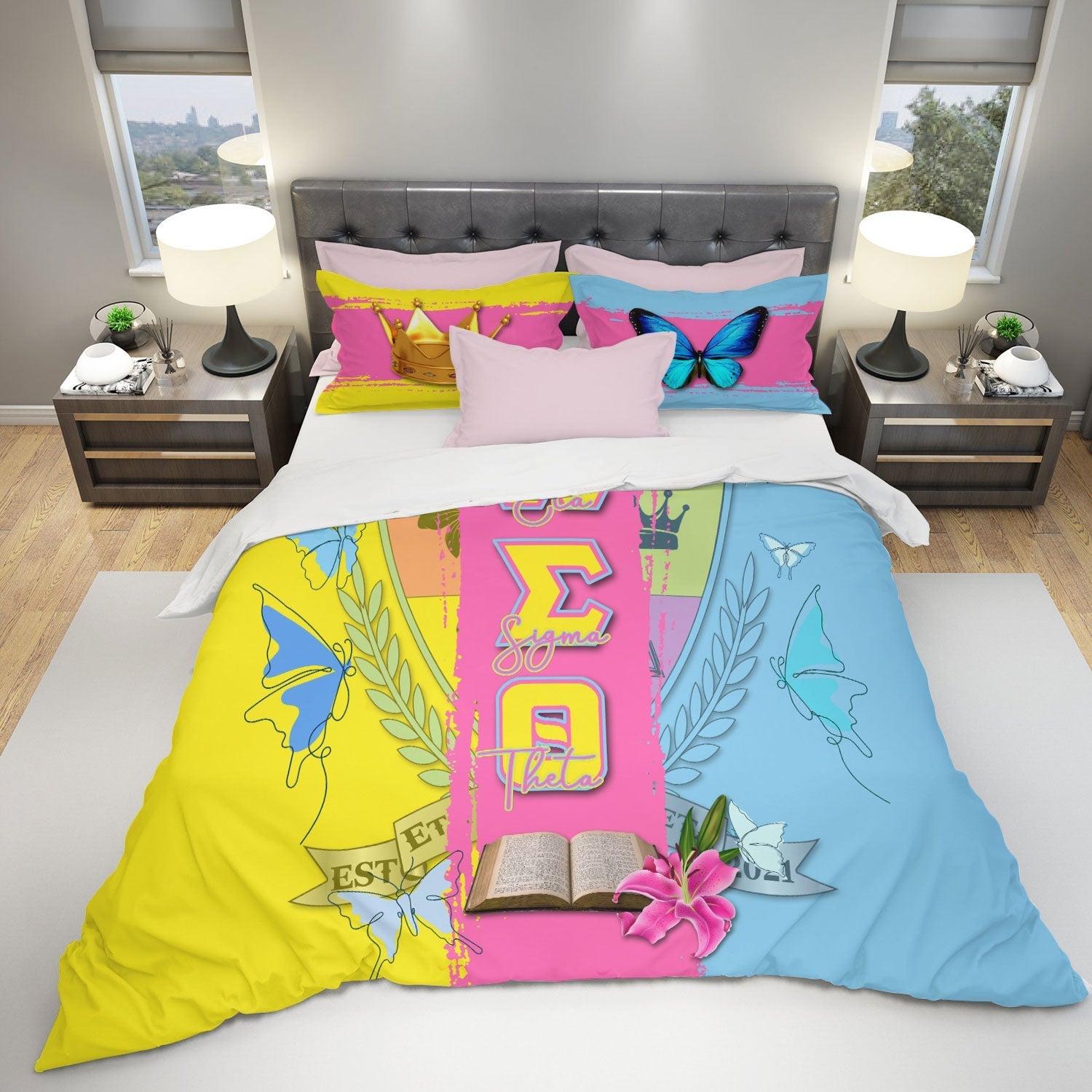 Sorority Bedding Set - Eta Sigma Theta Bedding Set Crest Style