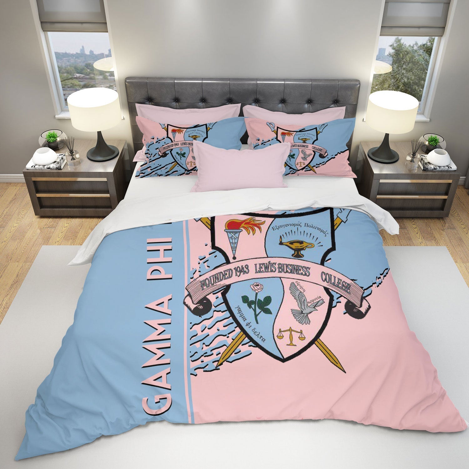 Sorority Bedding Set - Gamma Phi Delta Bedding Set Quarter Style