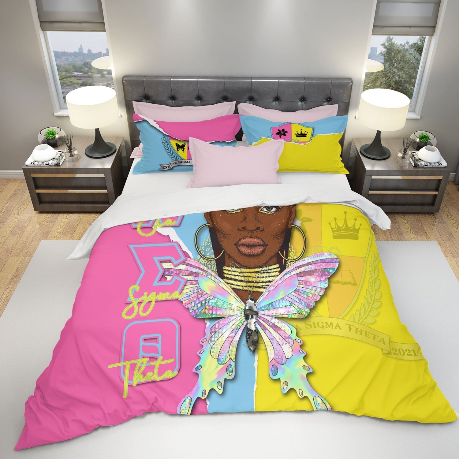 Sorority Bedding Set - Eta Sigma Theta Bedding Set Queen Style