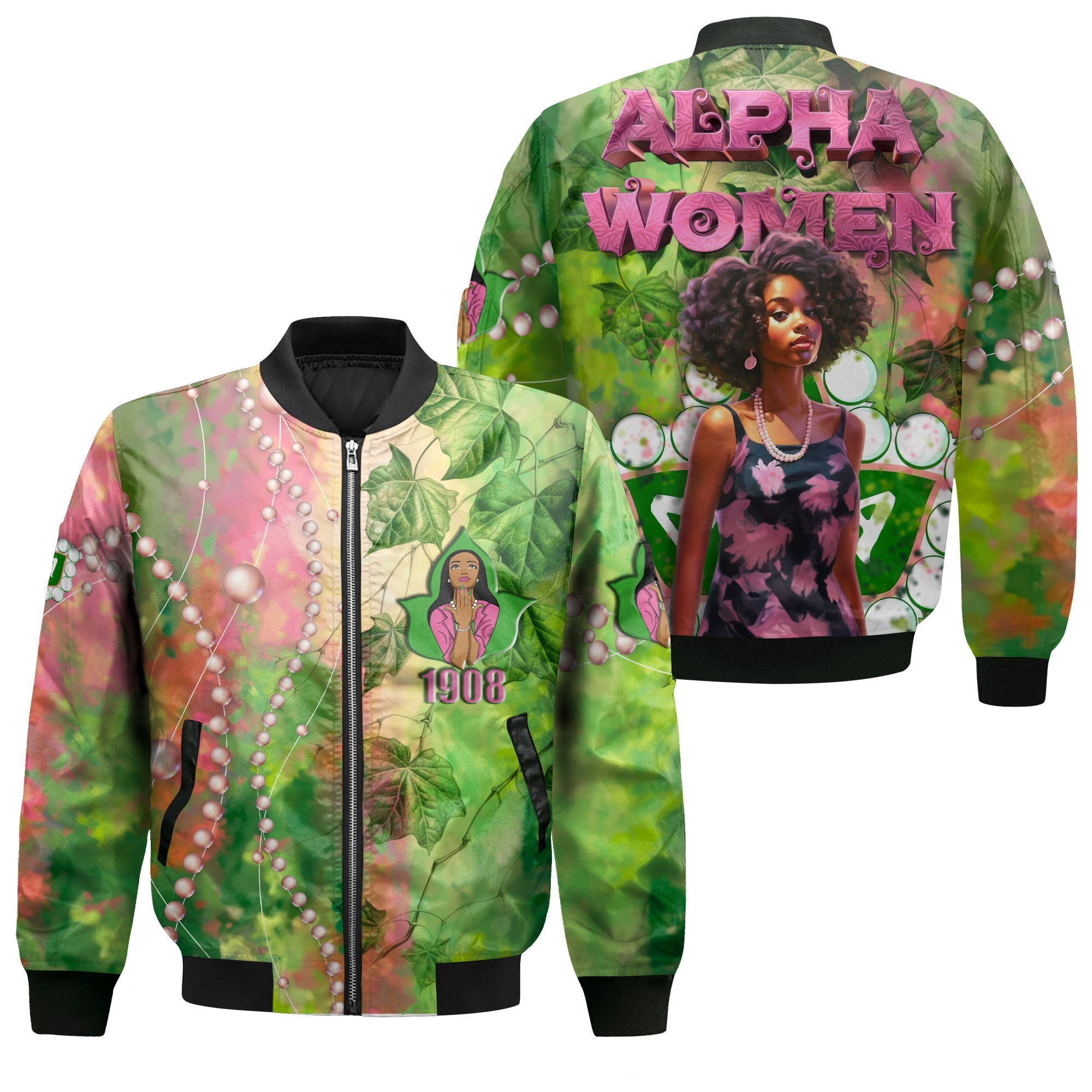 Sorority Bomber Jacket - AKA Bomber Jackets Pearl & Alpha Women Style