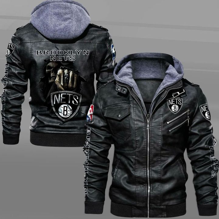Brooklyn Nets Leather Jacket Dead Skull - HVsun