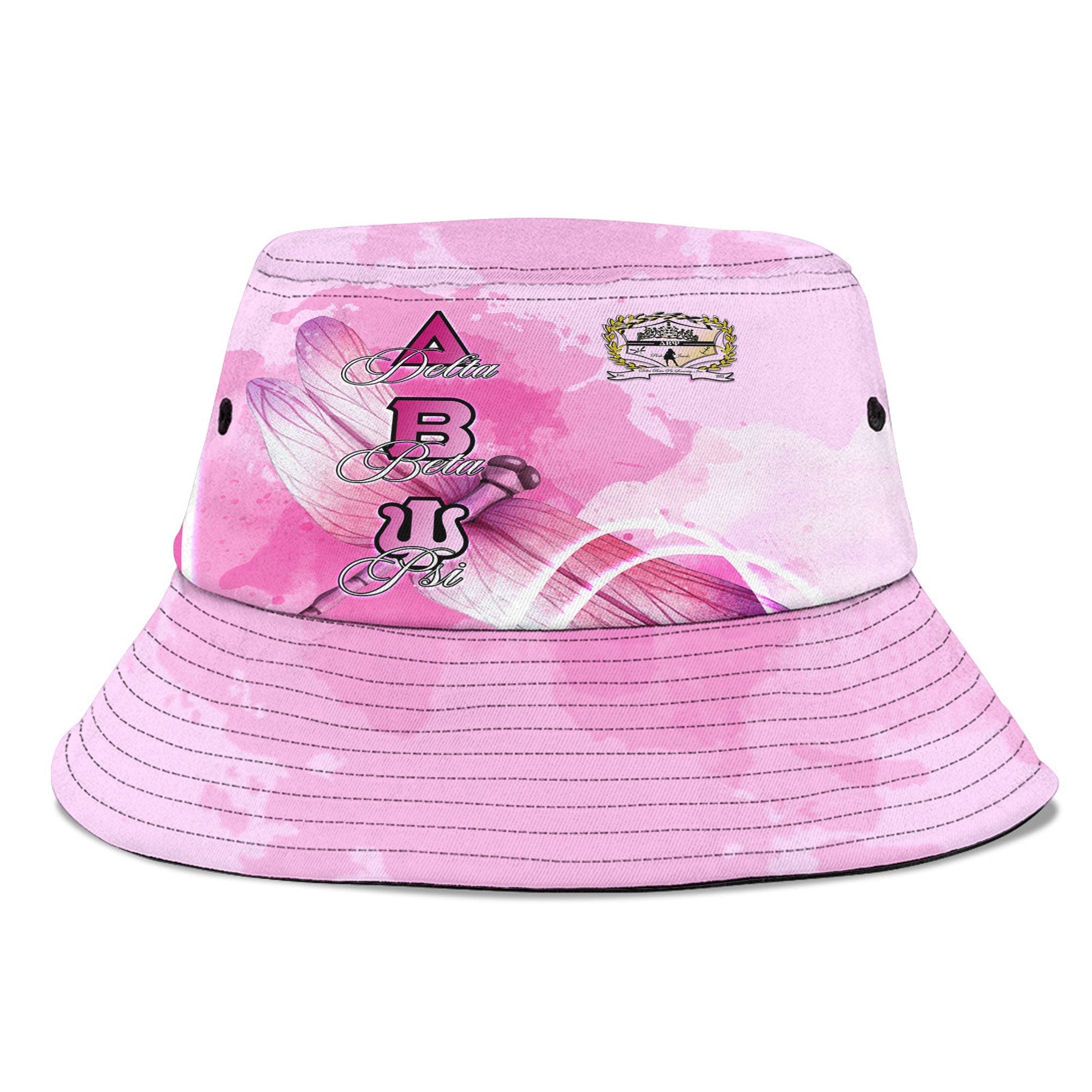 Sorority Hat -  Delta Beta Psi Bucket Hat Pink Dragonfly Style
