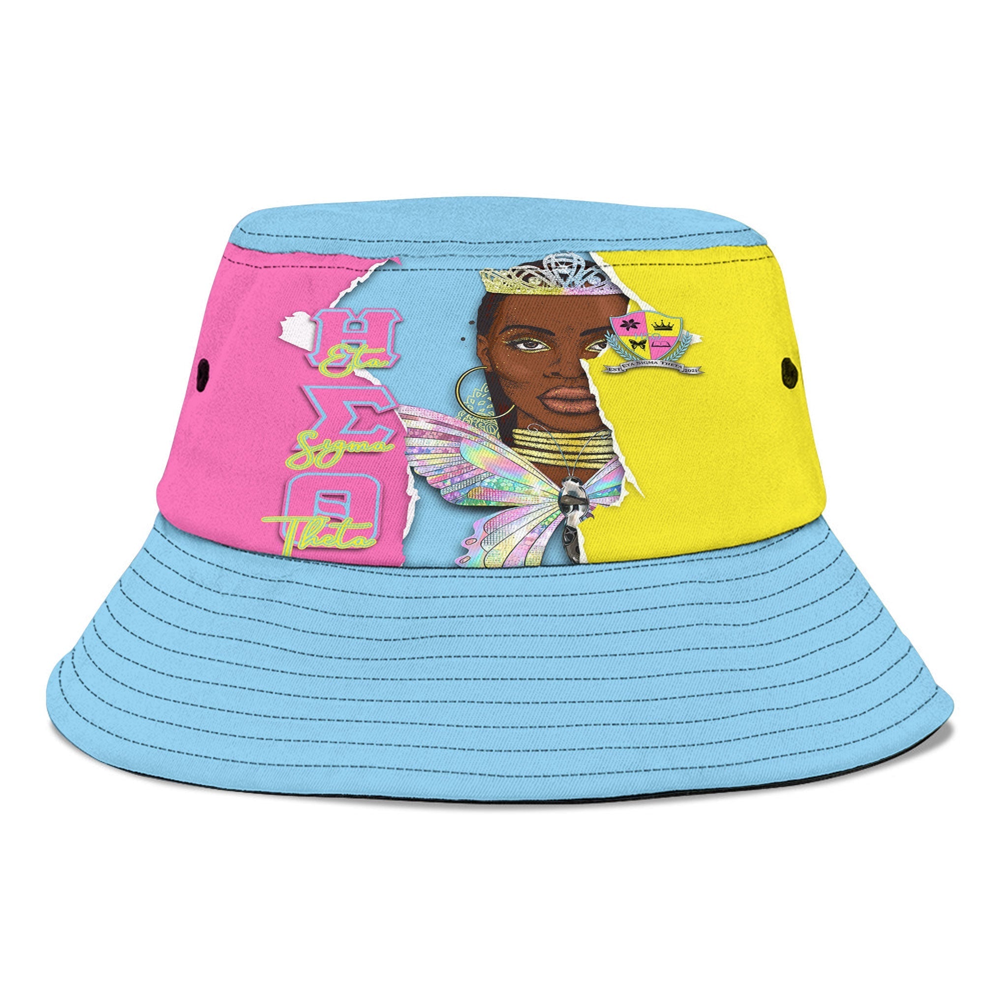 Sorority Hat -  Eta Sigma Theta Bucket Hat Cross Style