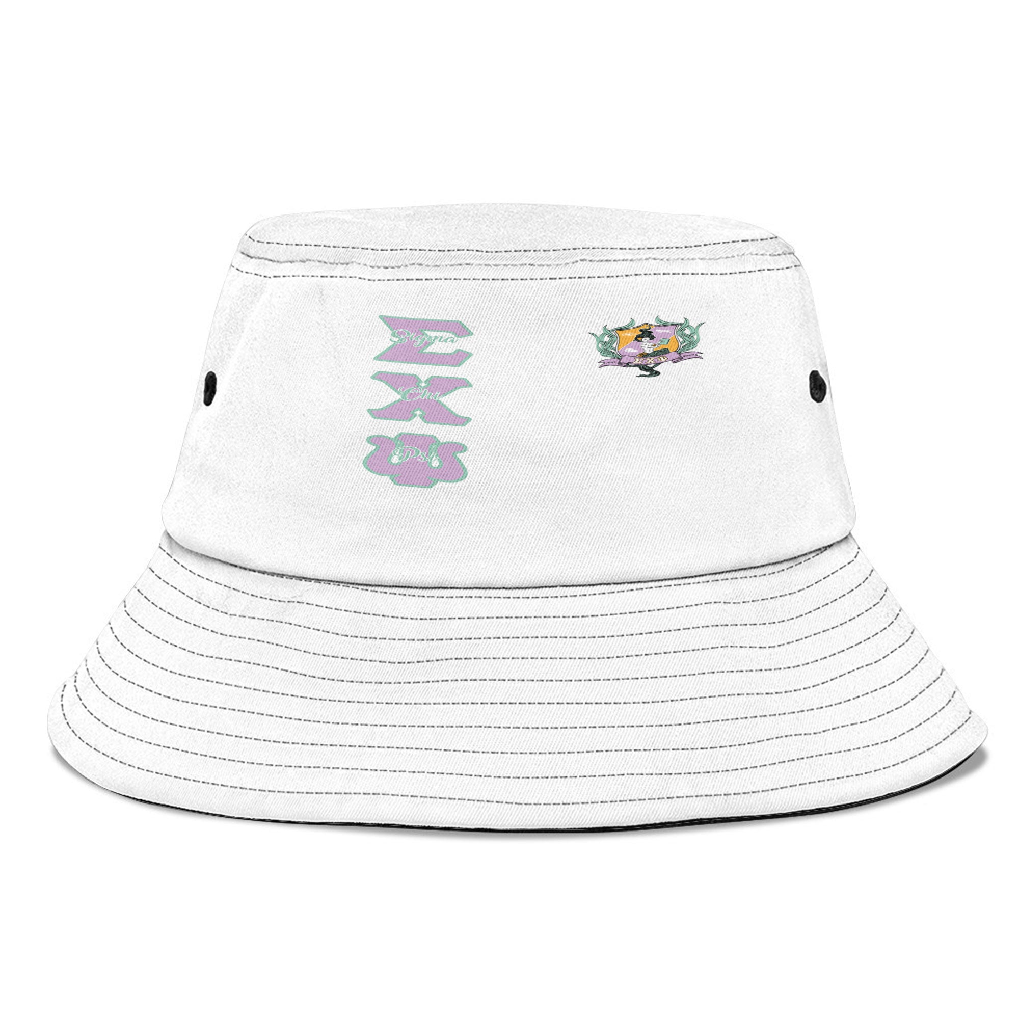 Sorority Bucket Hat - Sigma Chi Psi White Bucket Hat Original Style