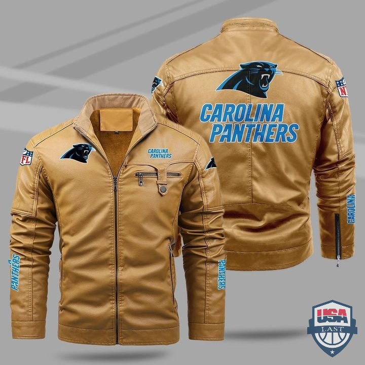 Carolina Panthers Fleece Leather Jacket - HVsun