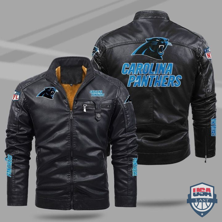 Carolina Panthers Fleece Leather Jacket - HVsun