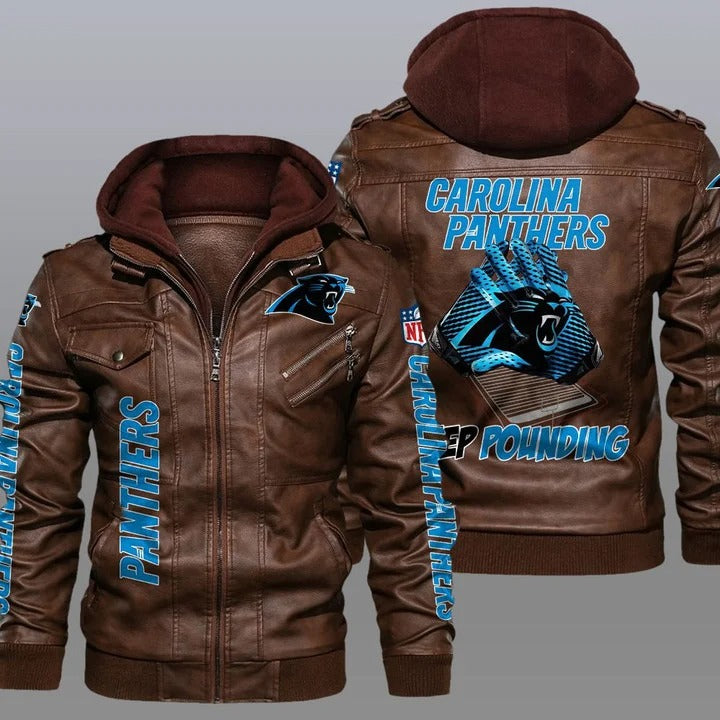 Carolina panthers NFL keep pounding leather jacket - K181121 - HVsun