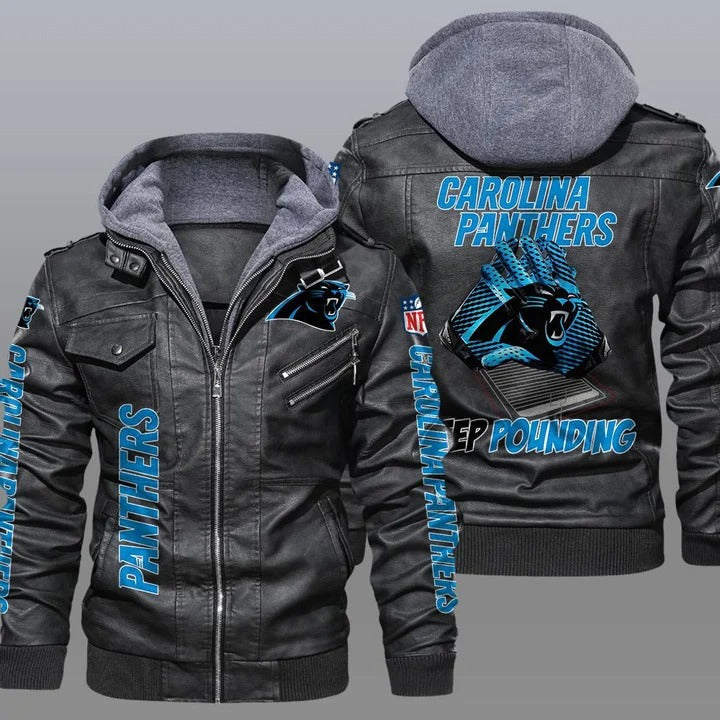 Carolina panthers NFL keep pounding leather jacket - K181121 - HVsun
