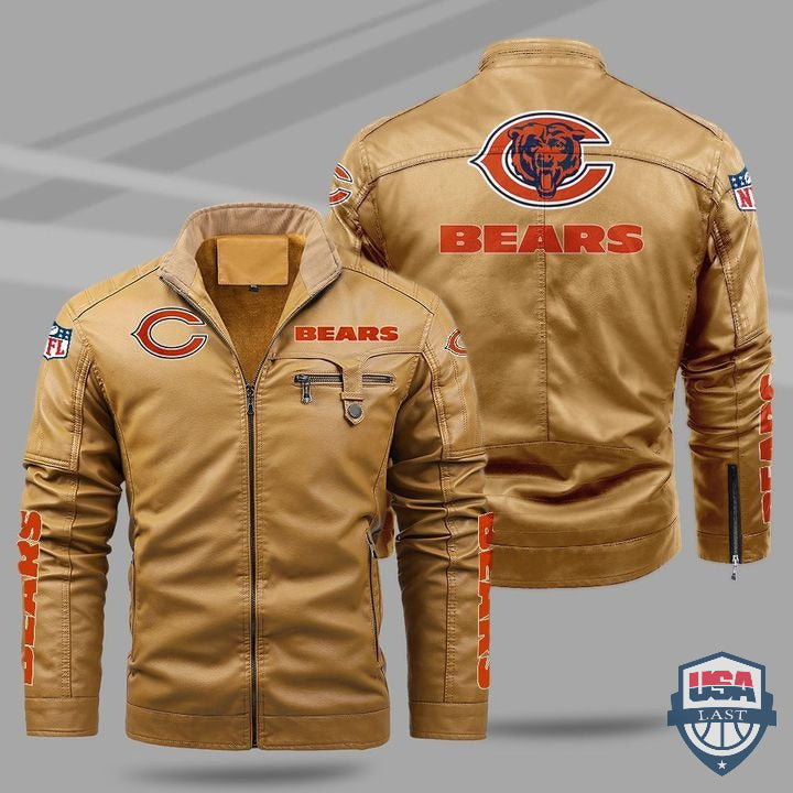 Chicago Bears Fleece Leather Jacket - HVsun