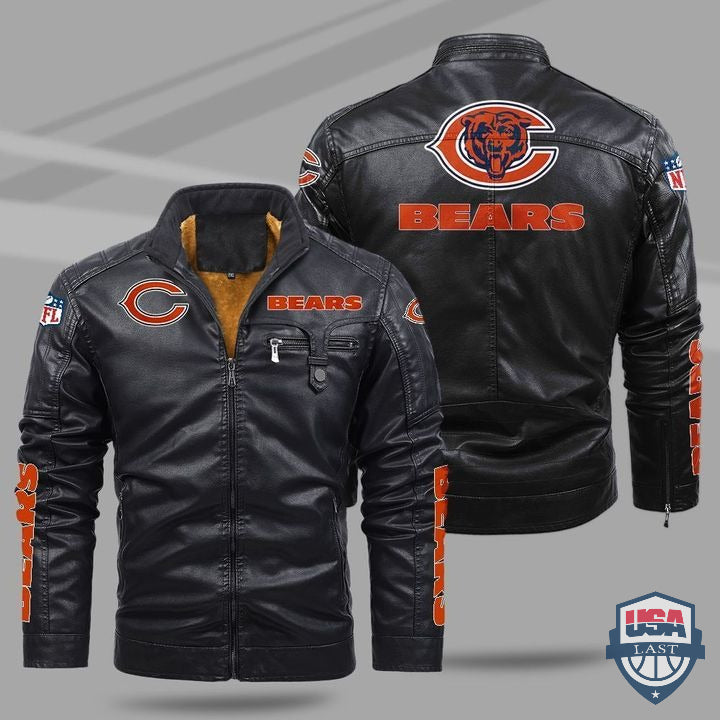 Chicago Bears Fleece Leather Jacket - HVsun
