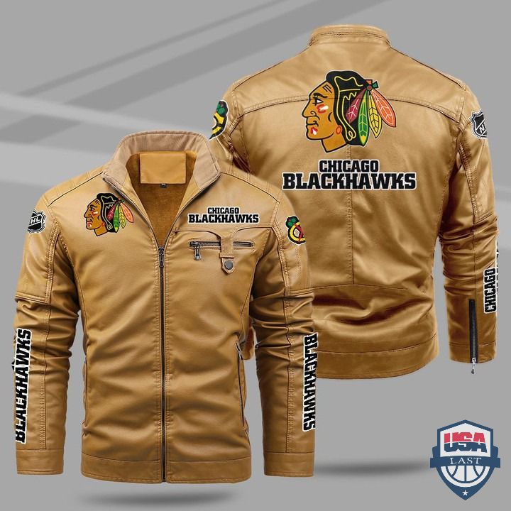 Chicago Blackhawks Fleece Leather Jacket - HVsun