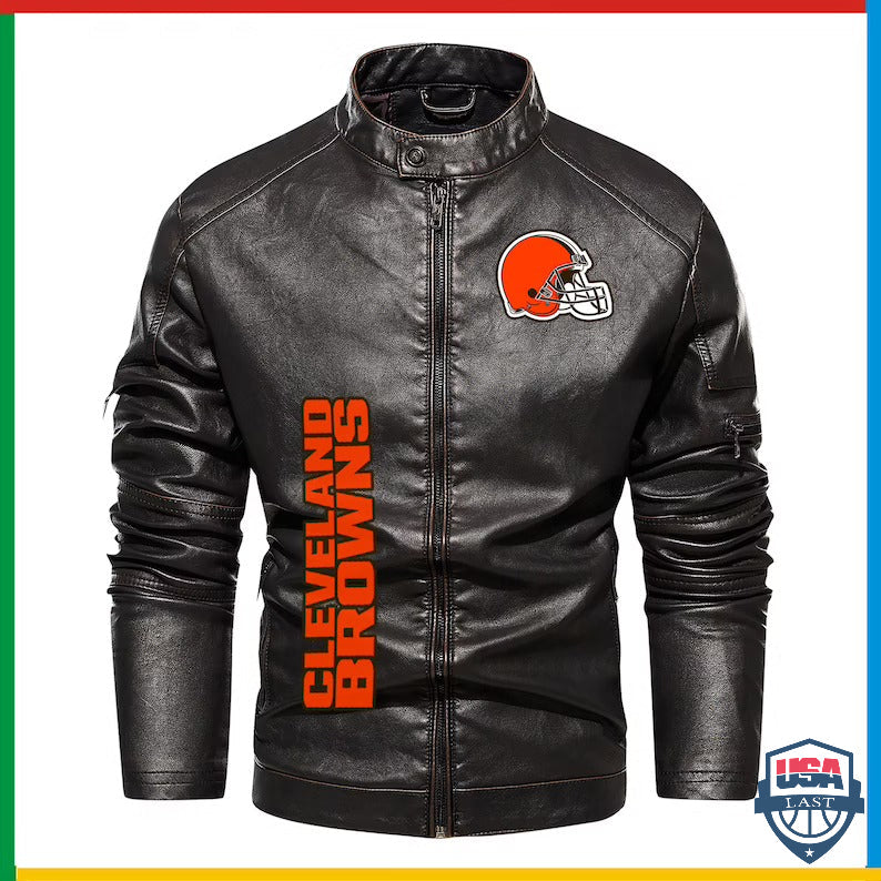 Cleveland Browns NFL 3D Custom Motor Leather Jackets - USALast