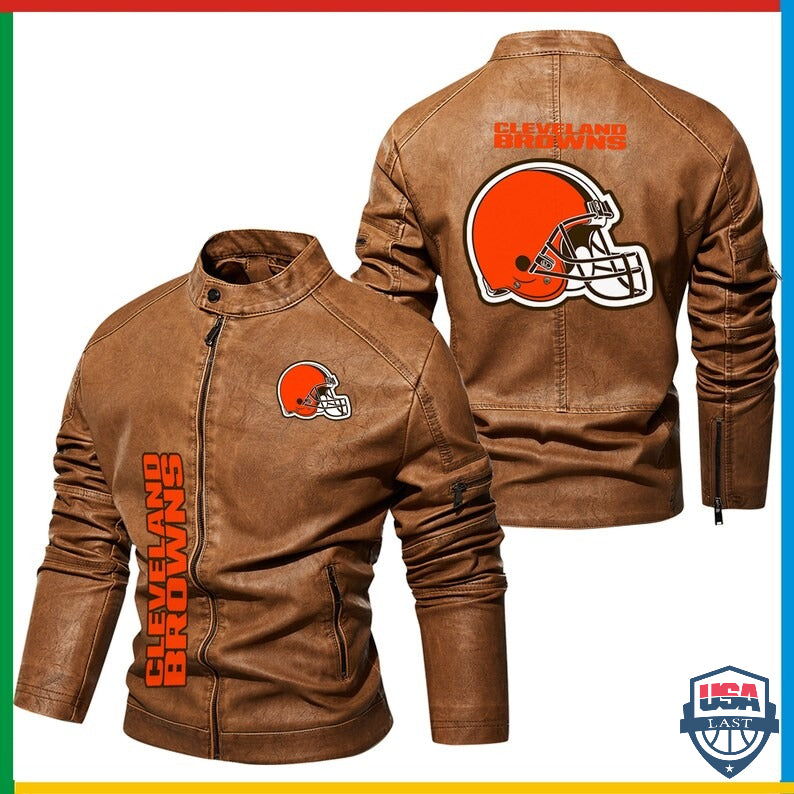 Cleveland Browns NFL 3D Custom Motor Leather Jackets - USALast
