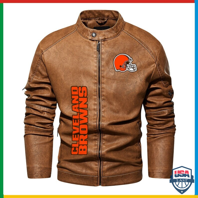 Cleveland Browns NFL 3D Custom Motor Leather Jackets - USALast