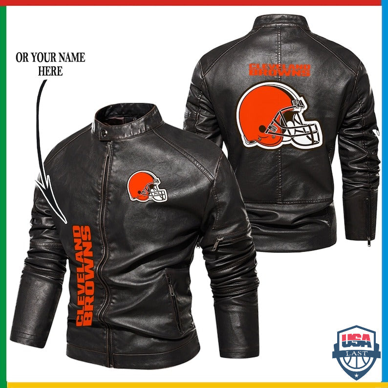 Cleveland Browns NFL 3D Custom Motor Leather Jackets - USALast