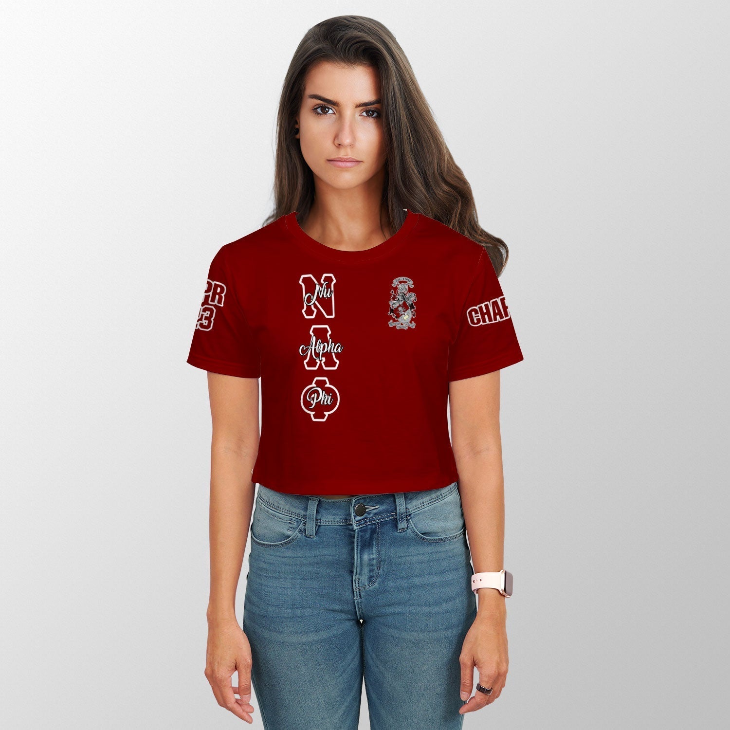 Fraternity Shirt - Personalized Nu Alpha Phi Croptop T Shirt Original Maroon Style