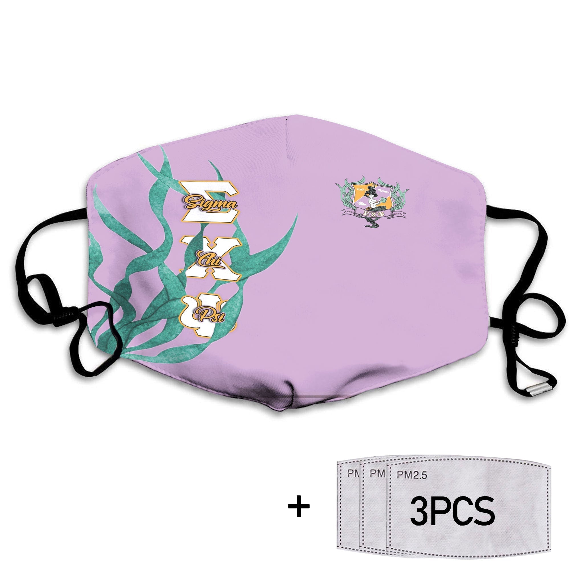 Sorority Face Mask - Custom Sigma Chi Psi Face Mask Seaweed Mermaid Style