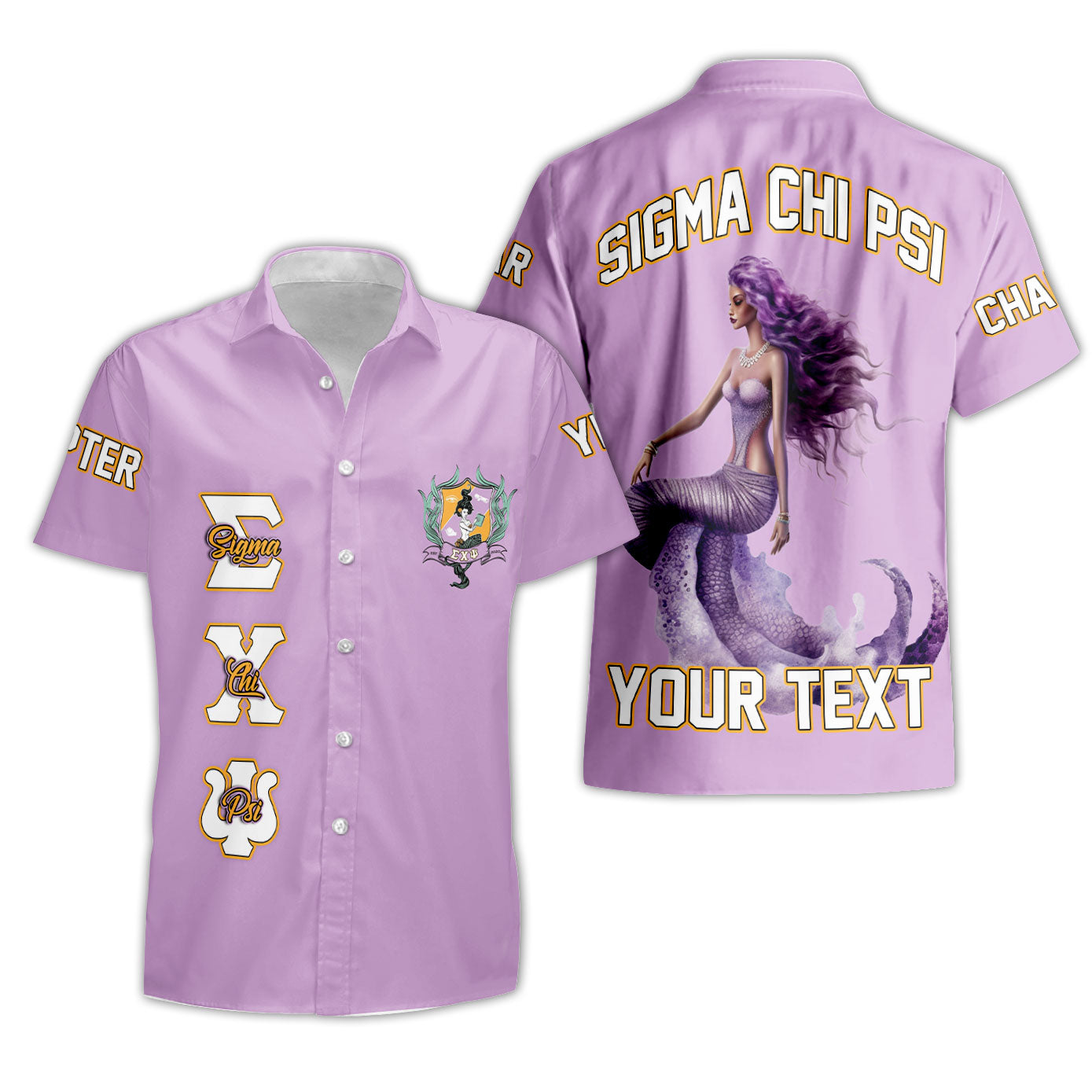 Sorority Short Sleeve Shirt - Custom Sigma Chi Psi Short Sleeve Shirt Mermaid Style