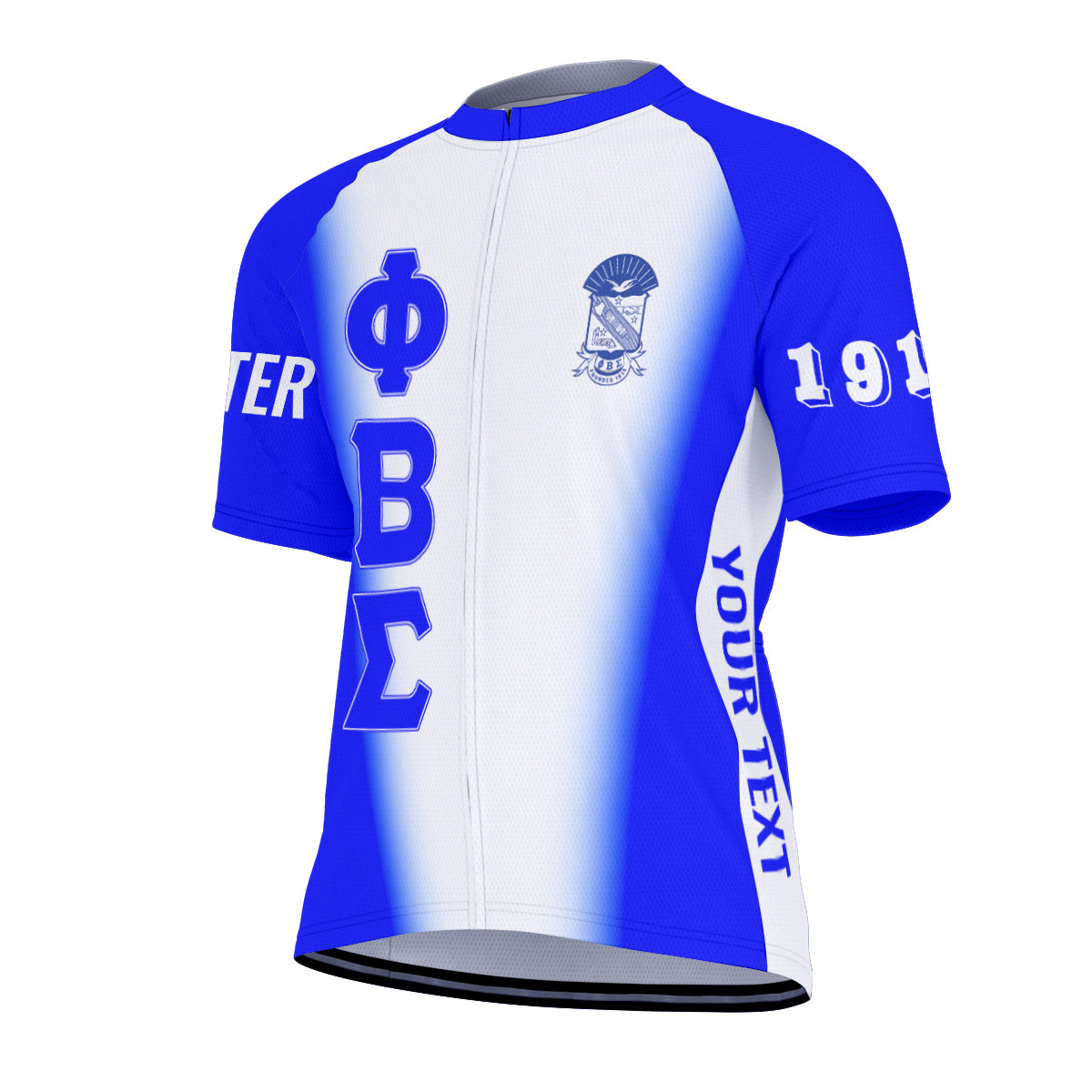 Phi Beta Sigma Cycling Jersey Custom Royal Blue White Spear Gradient Style
