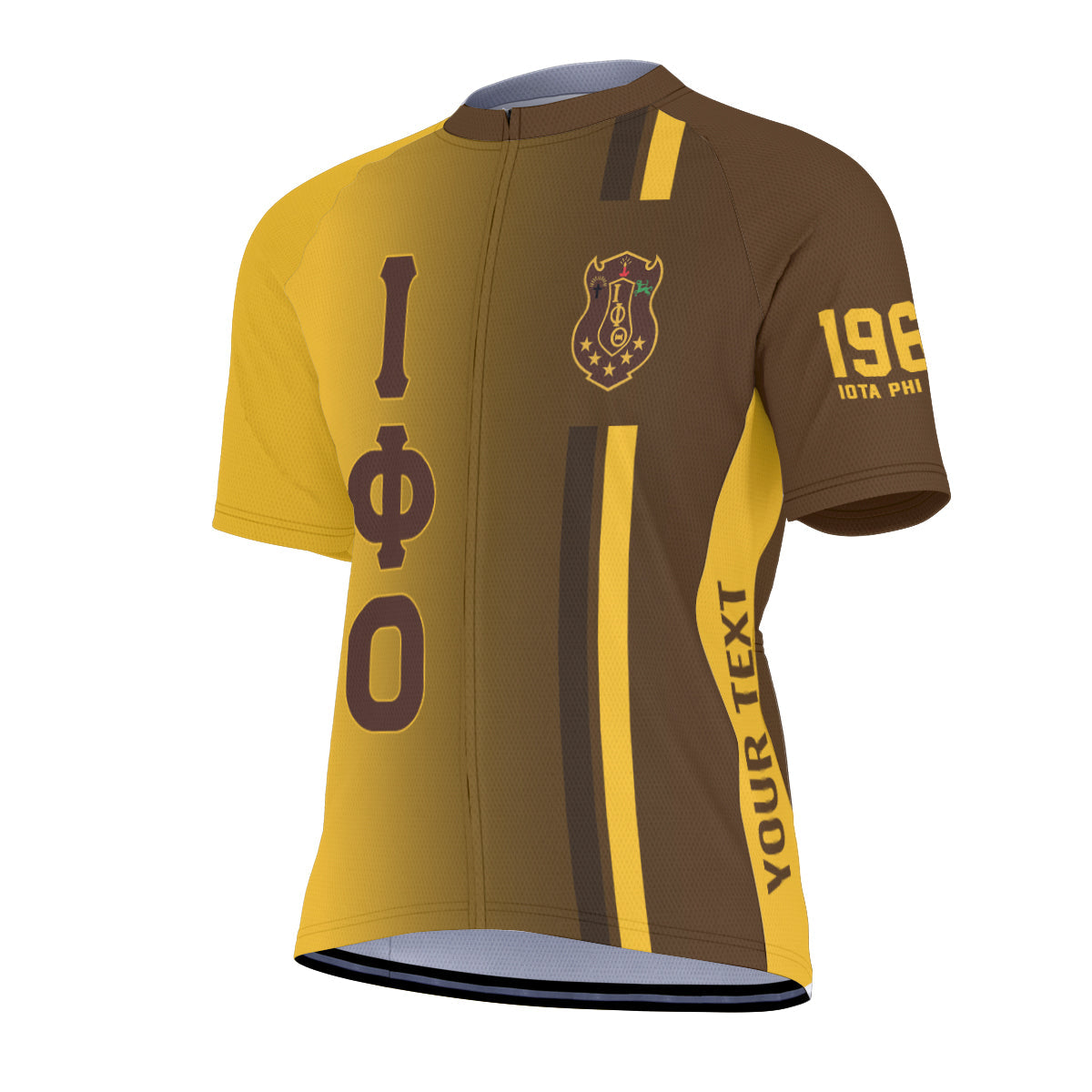 Iota Phi Theta Cycling Jersey Custom Black Gold Side Gradient Style
