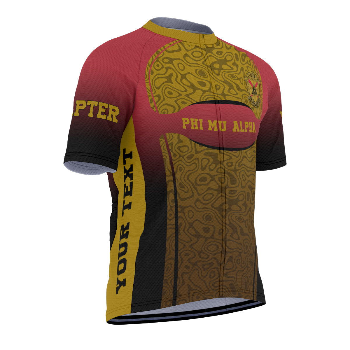 Phi Mu Alpha Cycling Jersey Custom Red Gold Geometric Lines Style