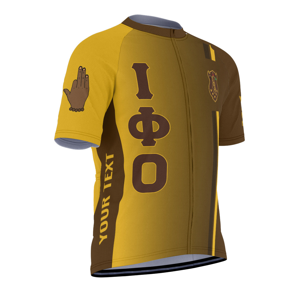 Iota Phi Theta Cycling Jersey Custom Black Gold Side Gradient Style