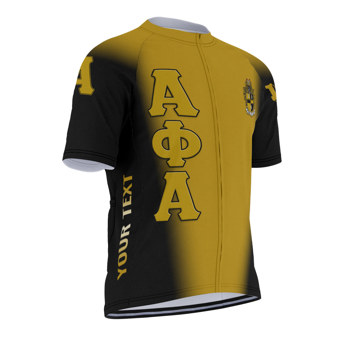 Alpha Phi Alpha Cycling Jersey Custom Black Gold Spear Gradient Style