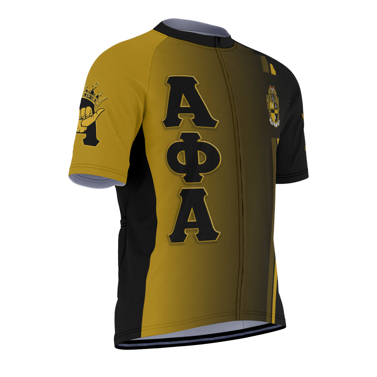 Alpha Phi Alpha Cycling Jersey Custom Black Gold Side Gradient Style