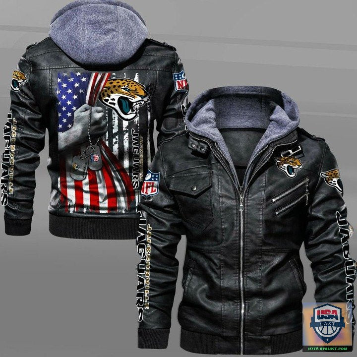 Jacksonville Jaguars Military Dog Tag Leather Jacket - HVsun