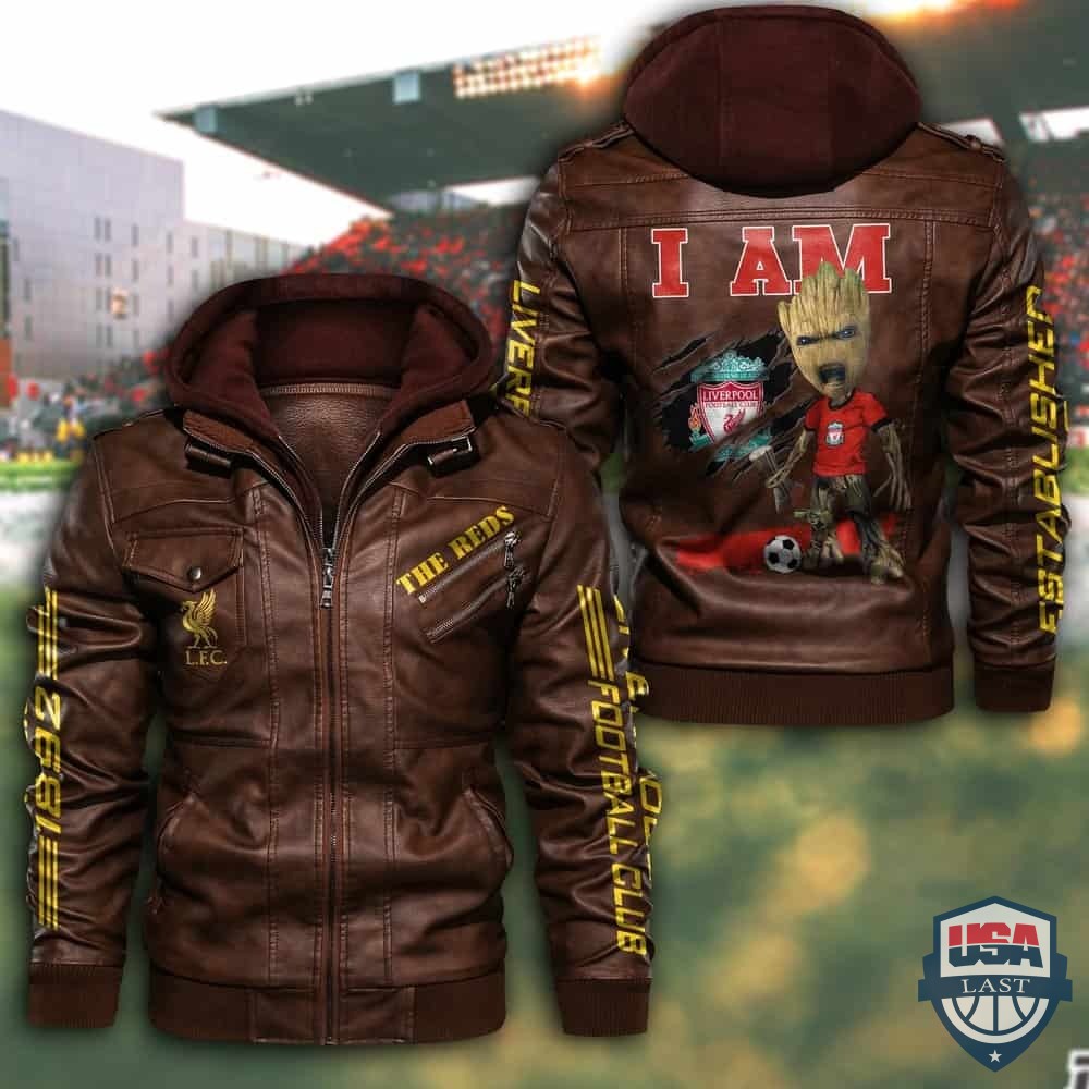 Liverpool FC Baby Groot Hooded Leather Jacket - HVsun