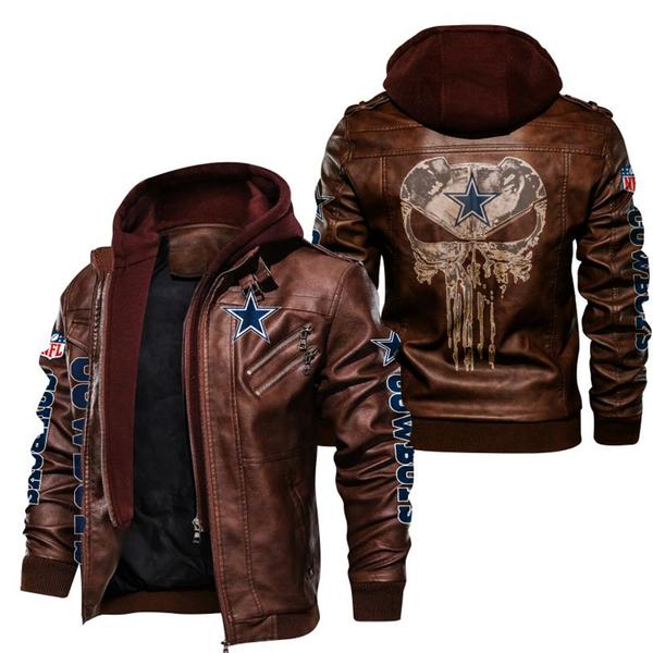 Dallas Cowboys NFL Punisher Skull Leather Jacket New T180921 - USALast