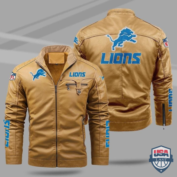 Detroit Lions Fleece Leather Jacket - USALast