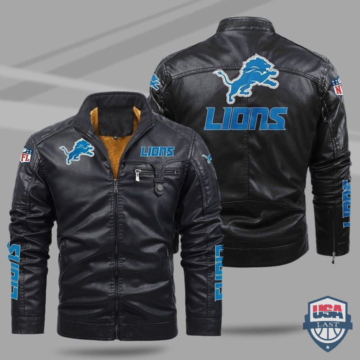 Detroit Lions Fleece Leather Jacket - USALast