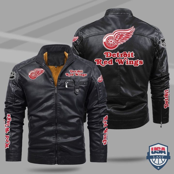 Detroit Red Wings Fleece Leather Jacket - HVsun