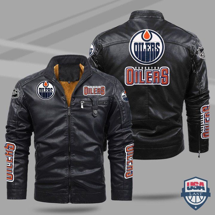 Edmonton Oilers Fleece Leather Jacket - HVsun