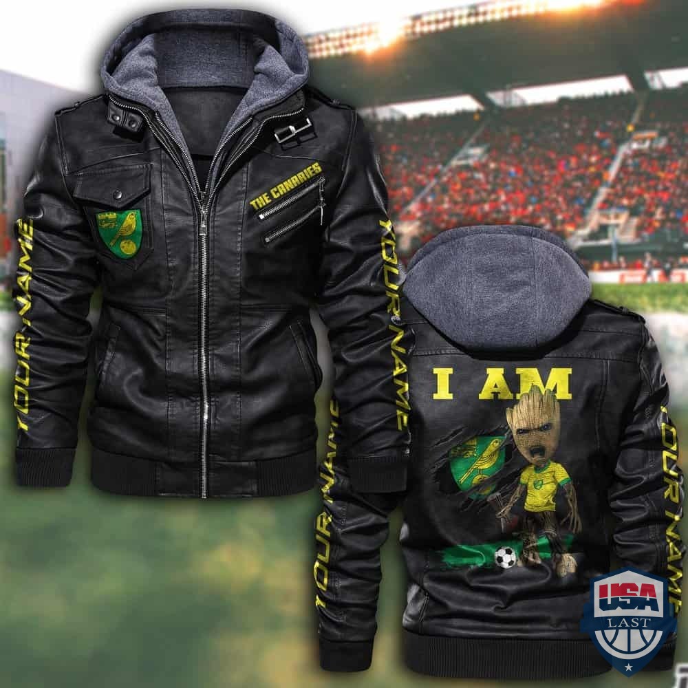 Customize Groot I Am Norwich City Fan Leather Jacket - USALast