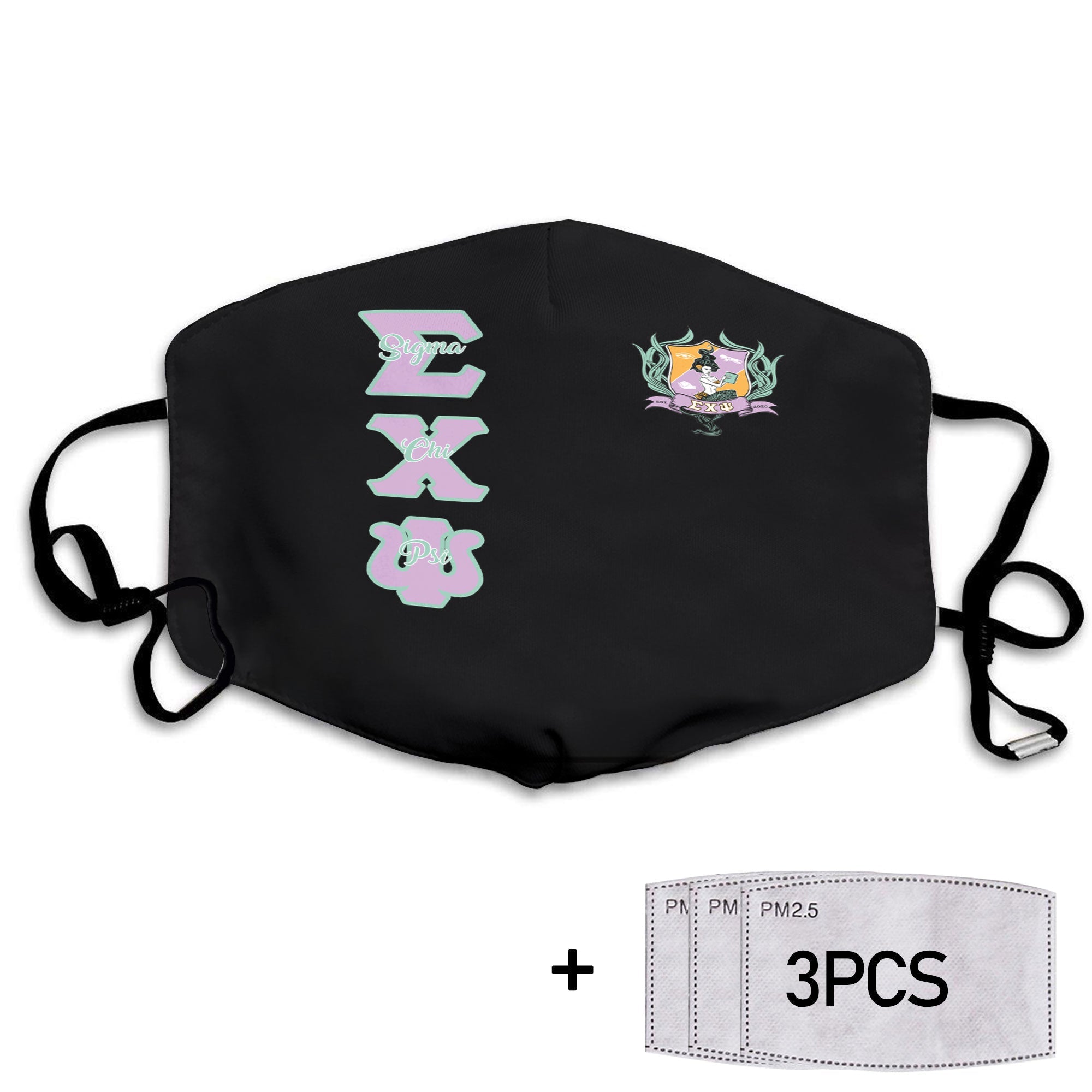 Sorority Face Mask - Sigma Chi Psi Black Face Mask Original Style