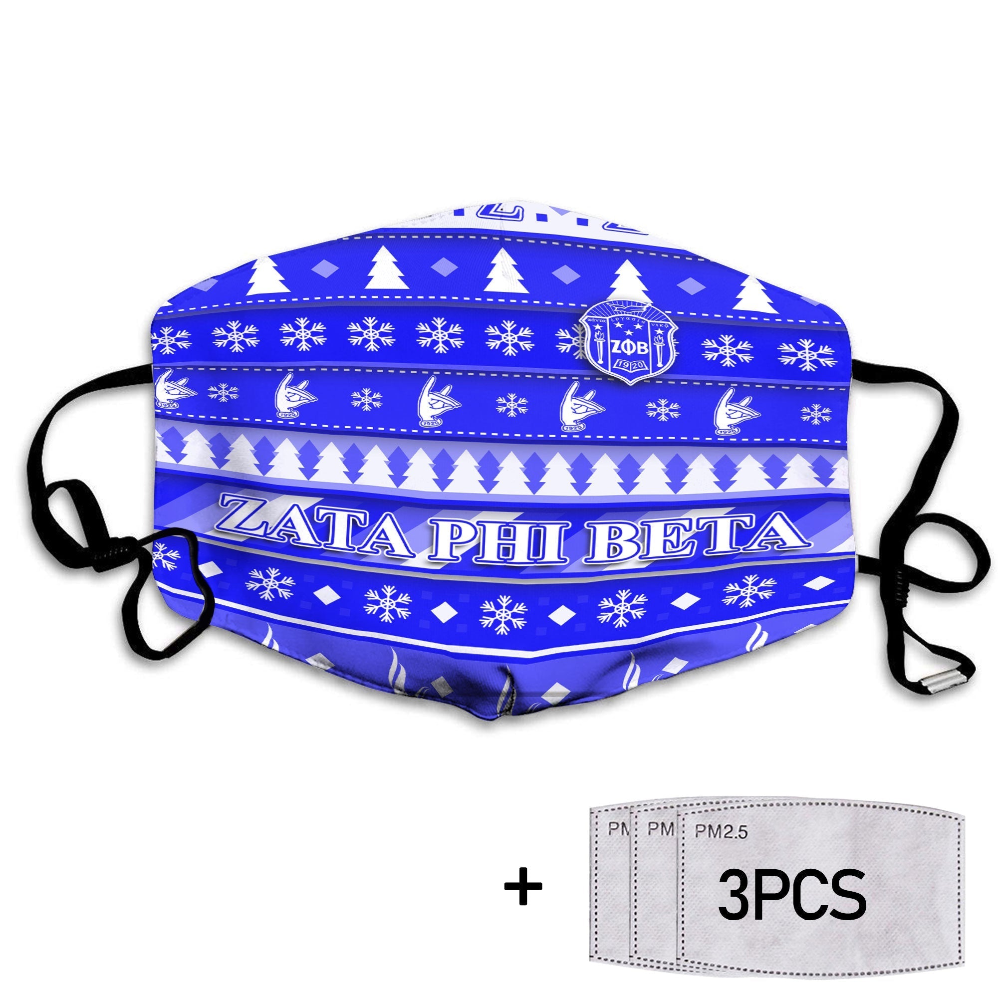 Sorority Face Mask - Christmas Zeta Phi Beta Girl Face Mask Royal Blue Style