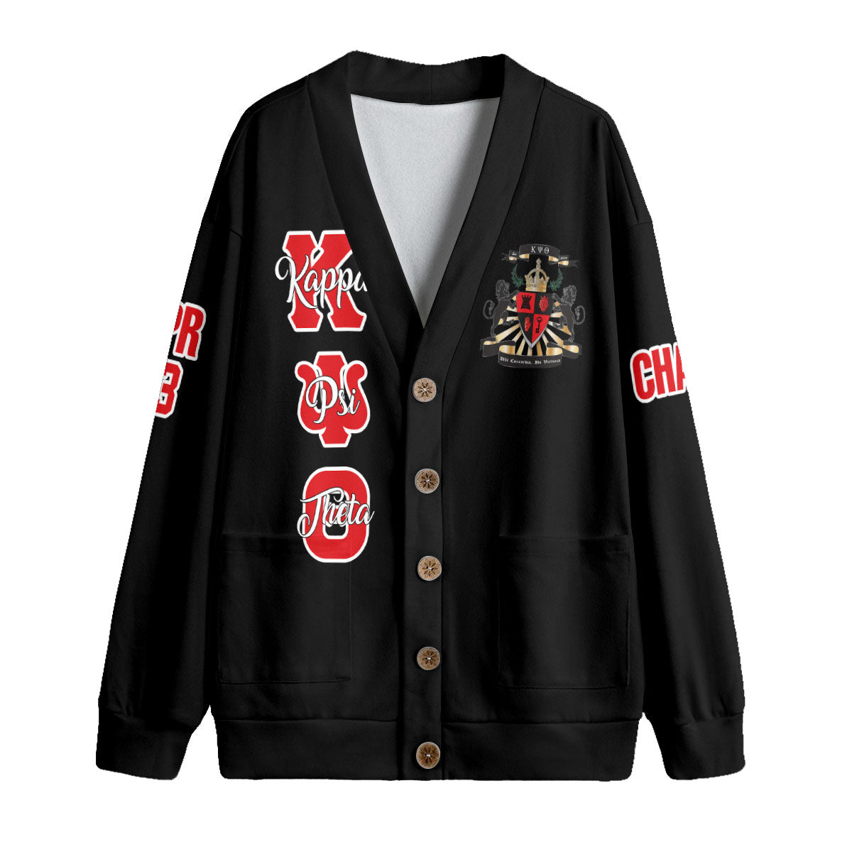 Fraternity Shirt - Personalized Kappa Psi Theta Knitted Fleece Cardigan Original Dark Style