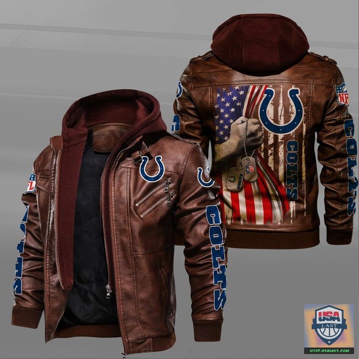 Indianapolis Colts Military Dog Tag Leather Jacket - HVsun