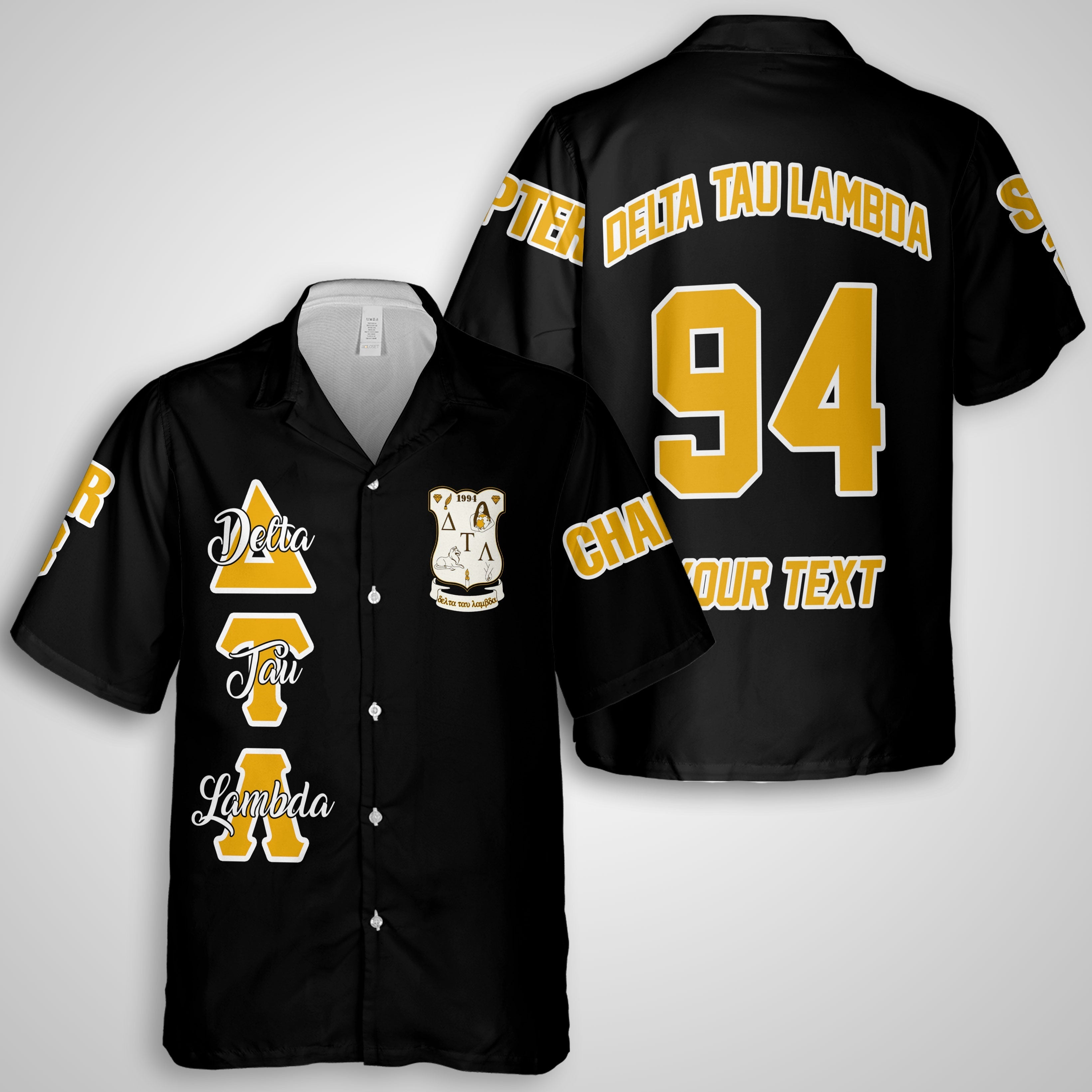 Sorority Hawaiian Shirt - Personalized Delta Tau Lambda Hawaiian Shirt Original Dark Style