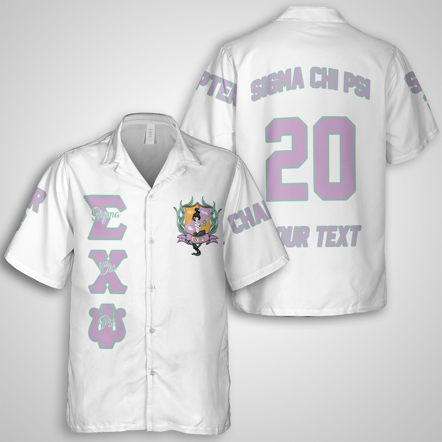 Sorority Shirt - Sigma Chi Psi White Hawaiian Shirt Original Style
