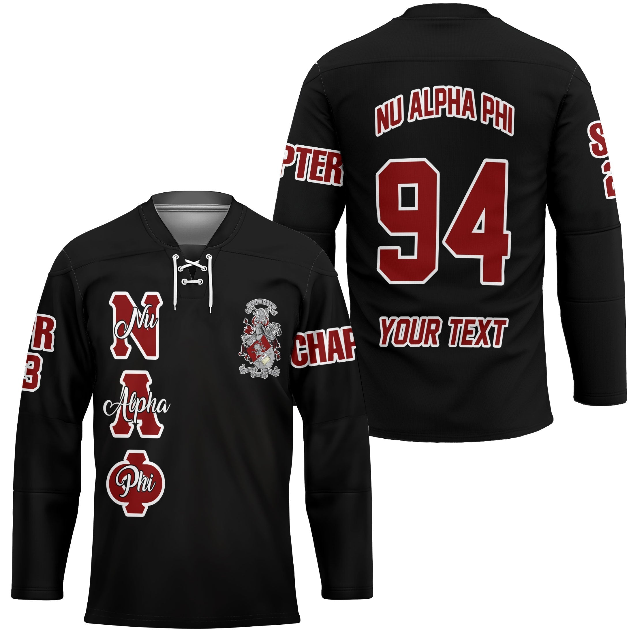 Fraternity Hockey Jersey - Personalized Nu Alpha Phi Hockey Jersey Original Dark Style