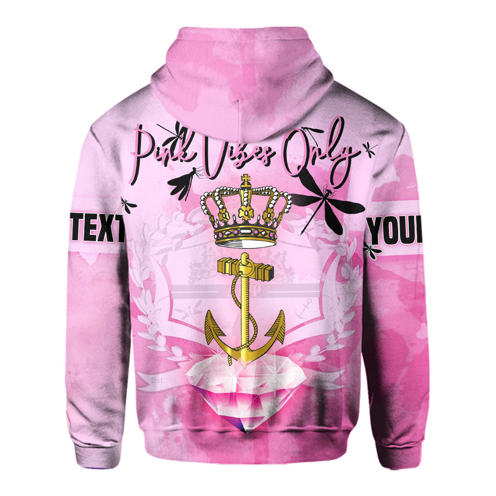 Sorority Hoodie - Personalized Delta Beta Psi Zip Hoodie Pink Dragonfly Style