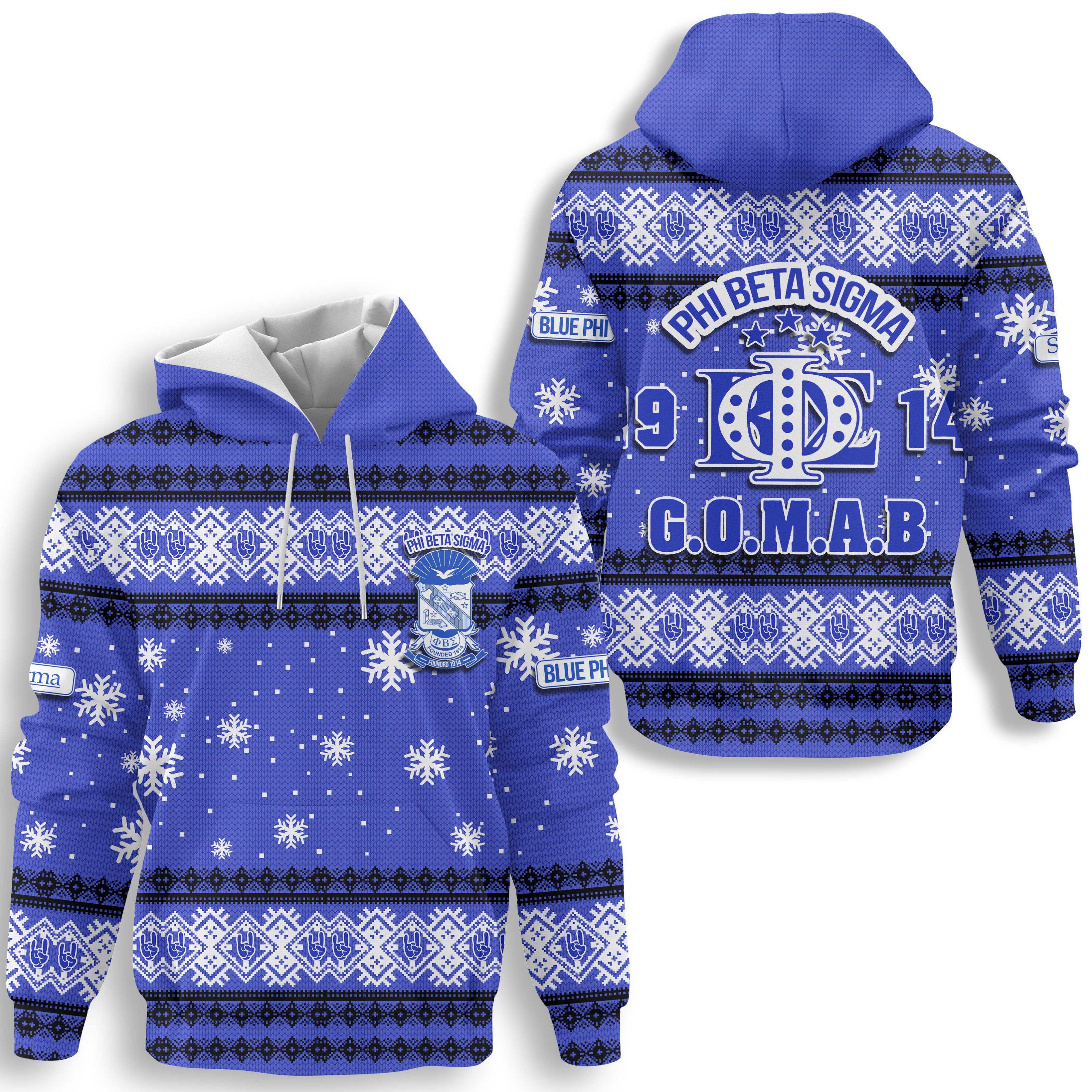 Fraternity Hoodie - Christmas Phi Beta Sigma Hoodie 1914 GOMAB Style