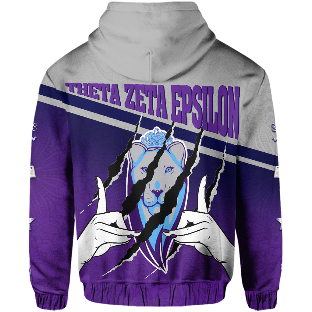 Sorority Hoodie - Theta Zeta Epsilon Hoodie Hand Sign And Lion Style