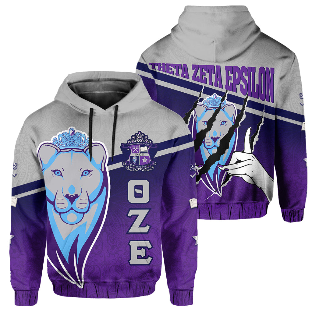 Sorority Hoodie - Theta Zeta Epsilon Hoodie Hand Sign And Lion Style