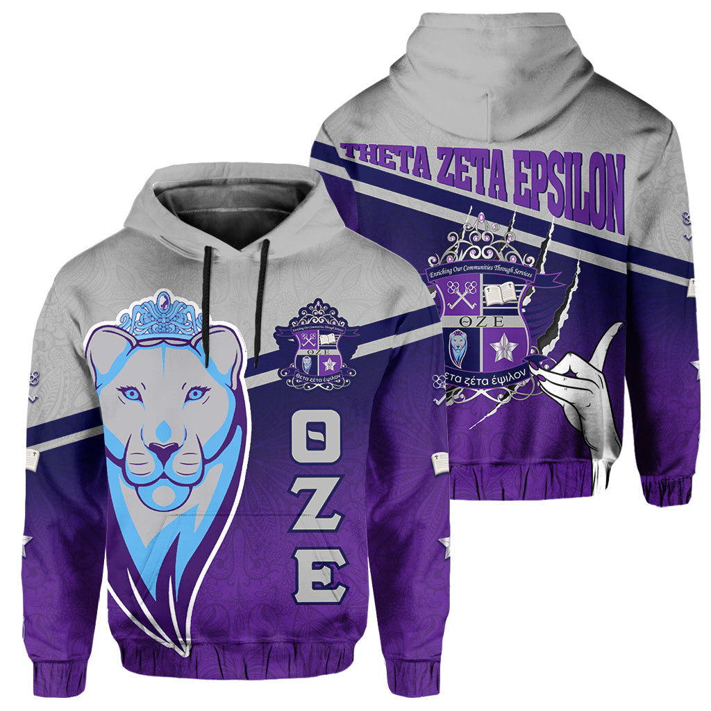Sorority Hoodie - Theta Zeta Epsilon Hoodie Hand Sign And Crest Style