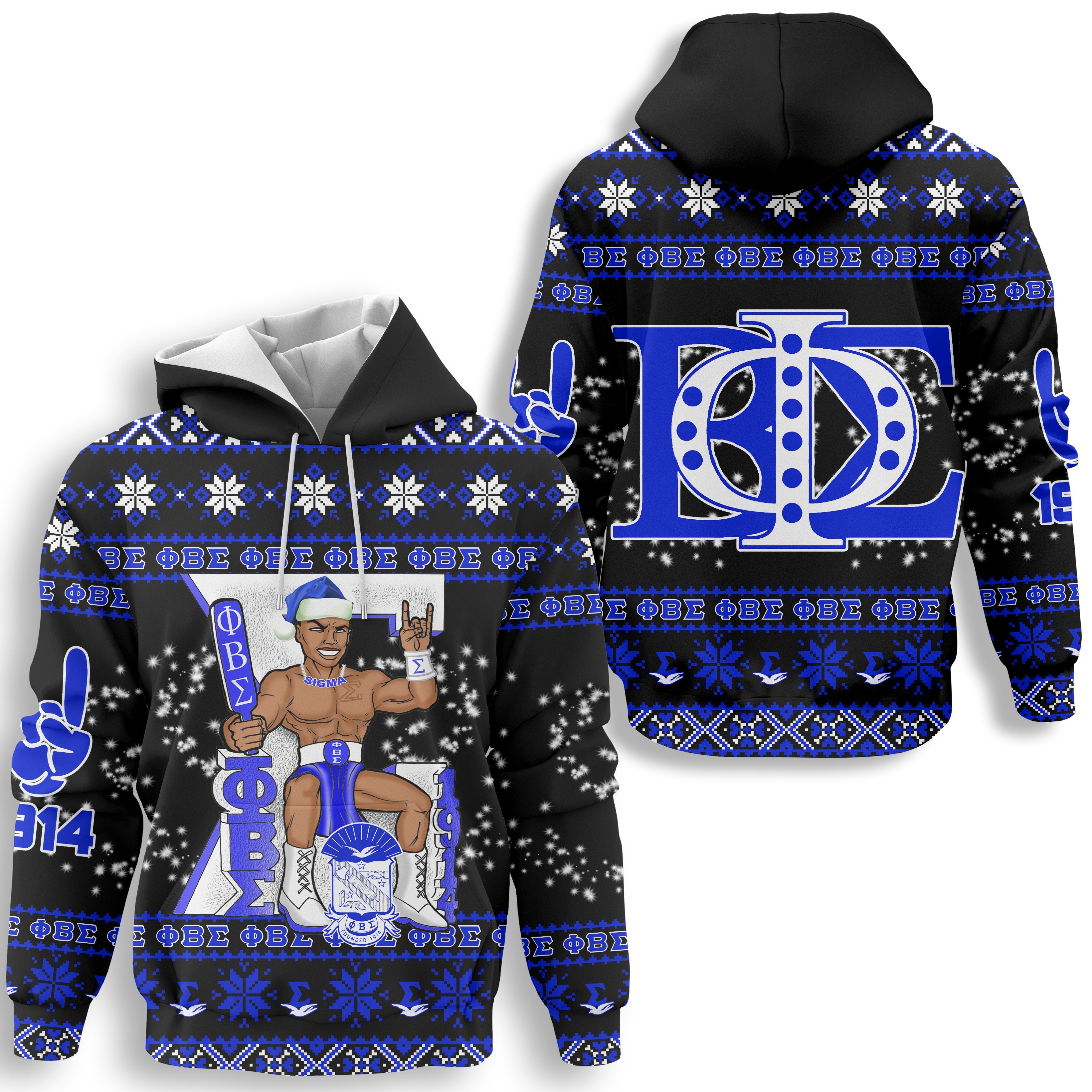 Fraternity Hoodie - Christmas Phi Beta Sigma Hoodie Blue Phi Style