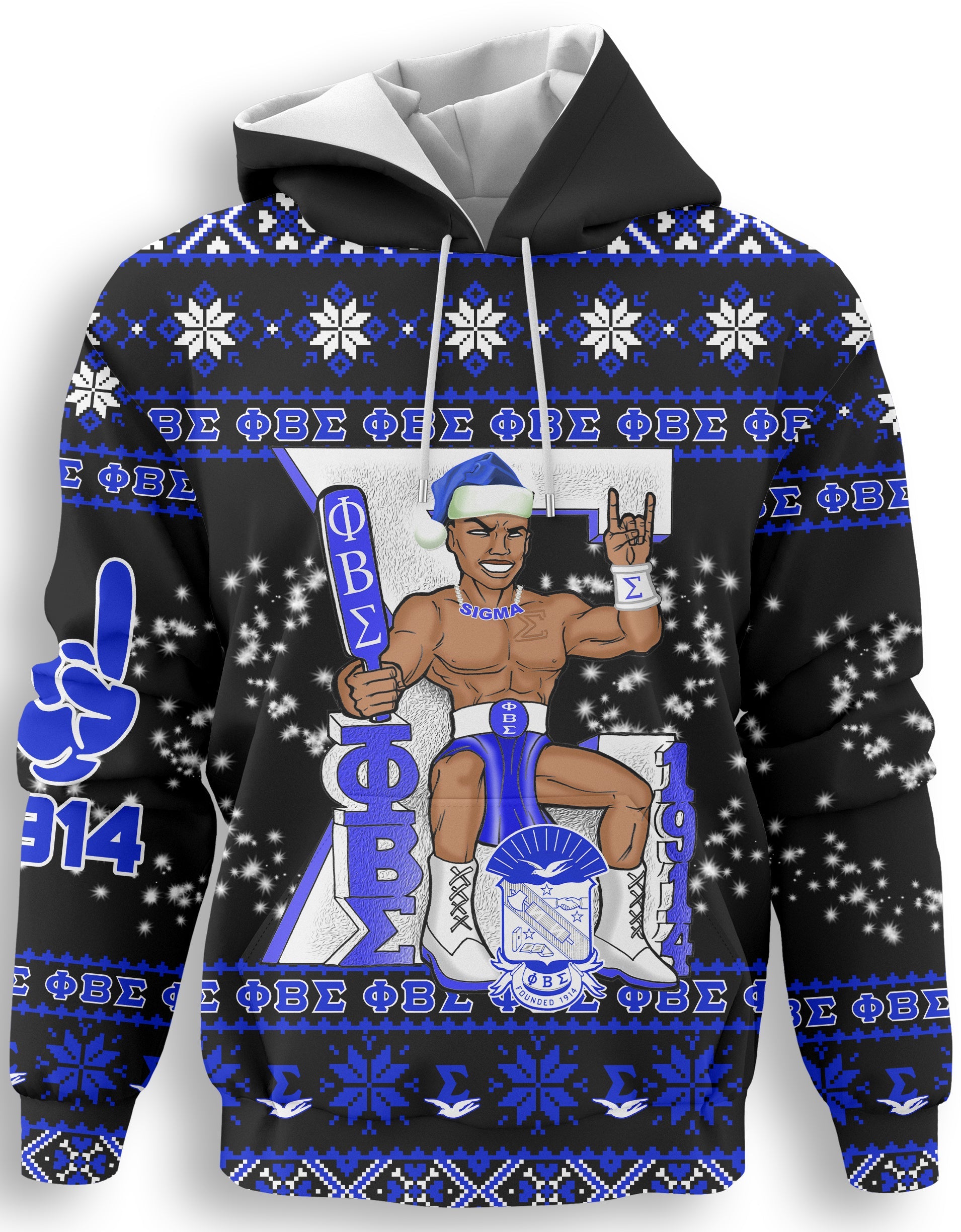 Fraternity Hoodie - Christmas Phi Beta Sigma Hoodie Blue Phi Style